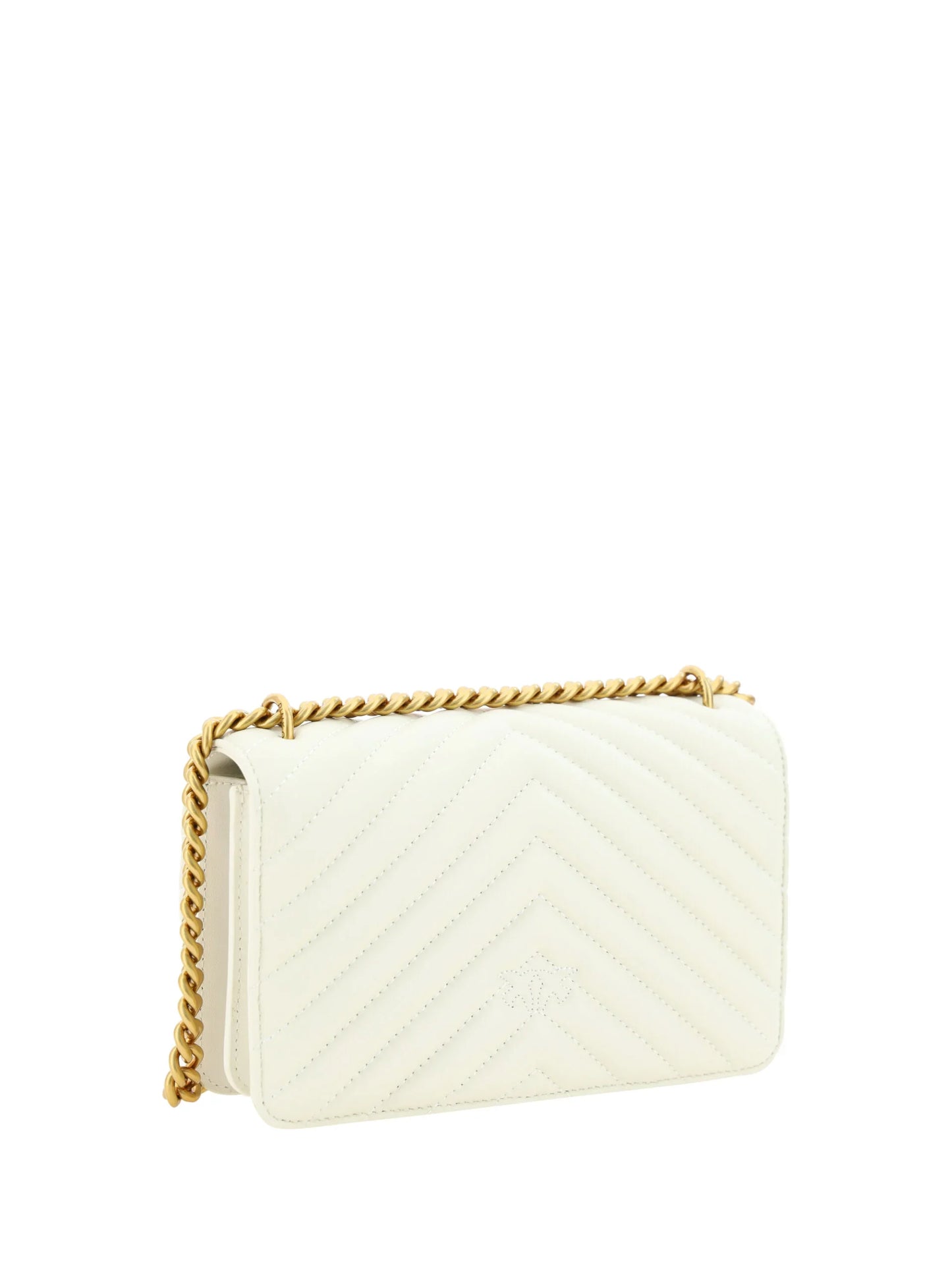 PINKO White Leather Love One Mini Shoulder Bag