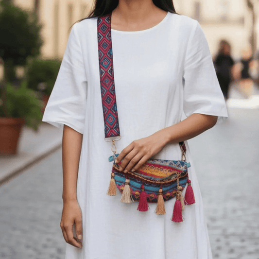 Crossbody Bag weave bag with Tassels Zipper Straps Adjustable for Women