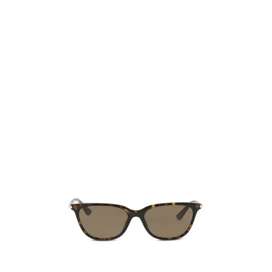 Tortoiseshell cat-eye sunglasses with brown lenses on a white background