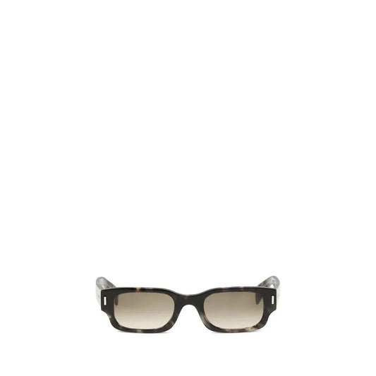 Rectangular tortoiseshell sunglasses with gradient lenses on white background
