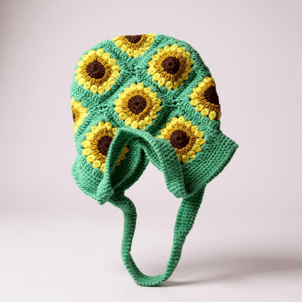 Handmade Sunflower Crochet Bag – Boho Cotton Handbag with Short Straps | Twist & Tassel