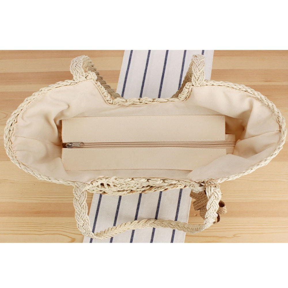 Twist and Tassel Large Handmade Woven Straw Beach Tote Bag