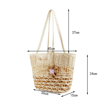 Twist and Tassel Large Handmade Woven Straw Beach Tote Bag