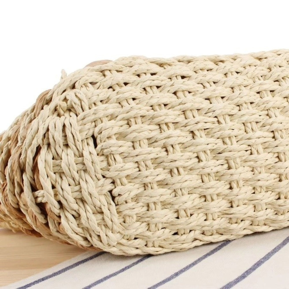 Twist and Tassel Large Handmade Woven Straw Beach Tote Bag